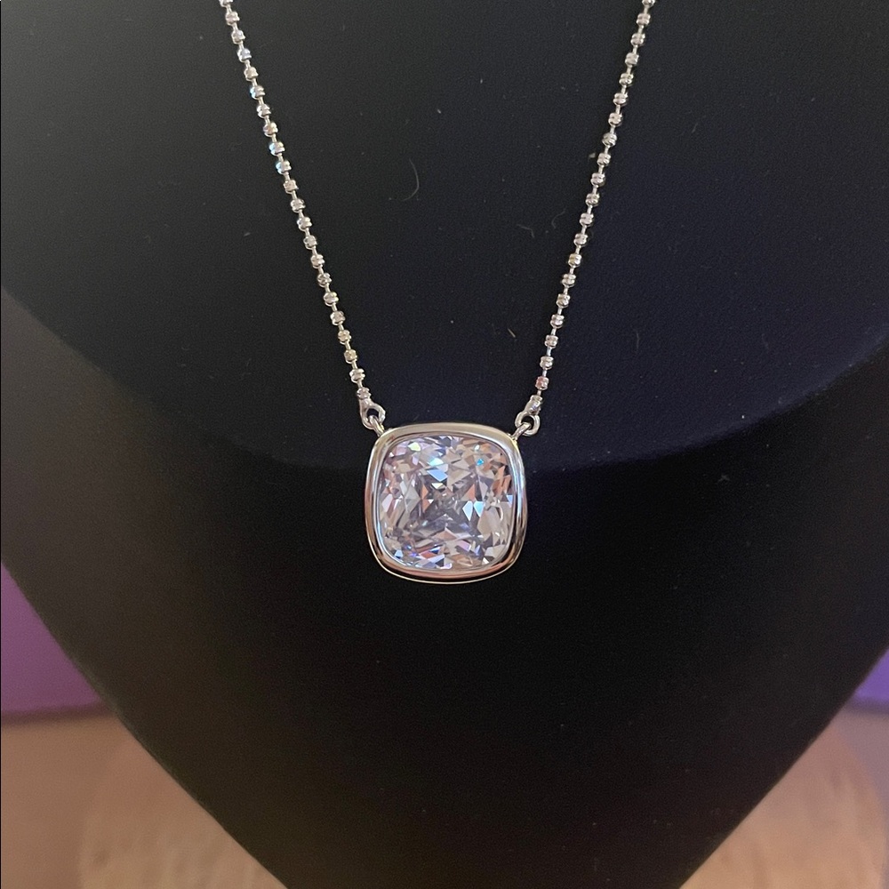 Melinda Maria Silver Necklace with Clear Pendant - Picture 2 of 4
